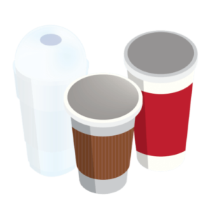 Illustration of plastic and paper cups