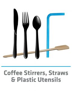 Coffee stirrers, straws & plastic utensils